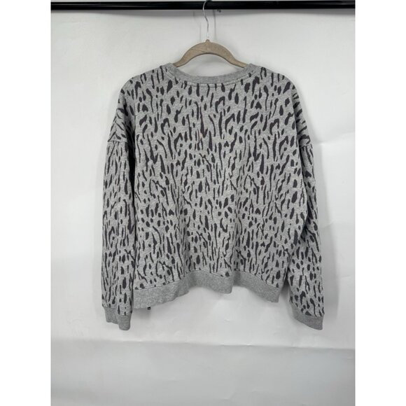 Rails Marlo Cheetah Zip Side Sweatshirt Women Large Silver Casual Bohemian - Picture 3 of 9